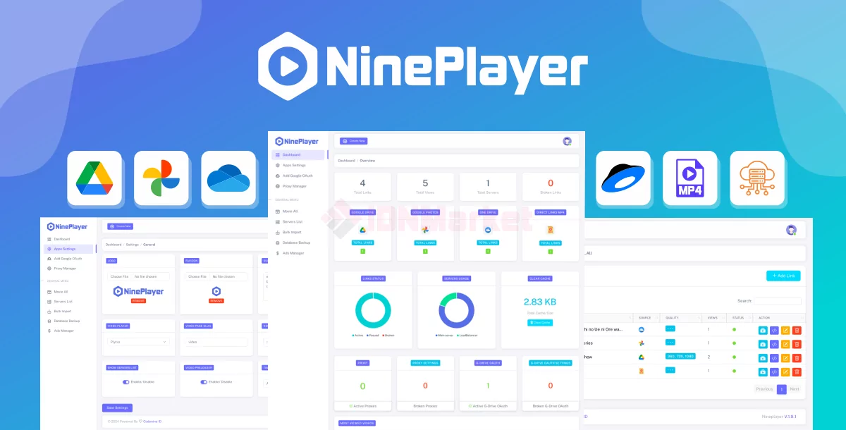 Nineplayer- Video Player Google Drive & LoadBalancer + Yandex Disk HLS Parser