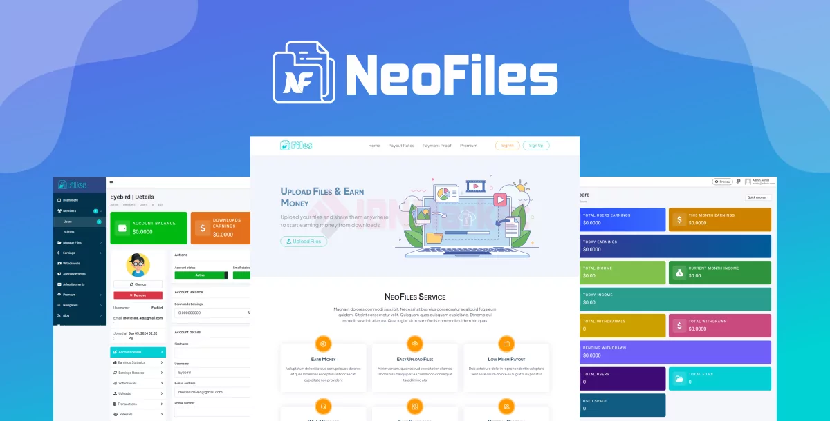 NeoFiles Earn Money - Upload Files, Share Files & Pay Per Download (PPD) Platform